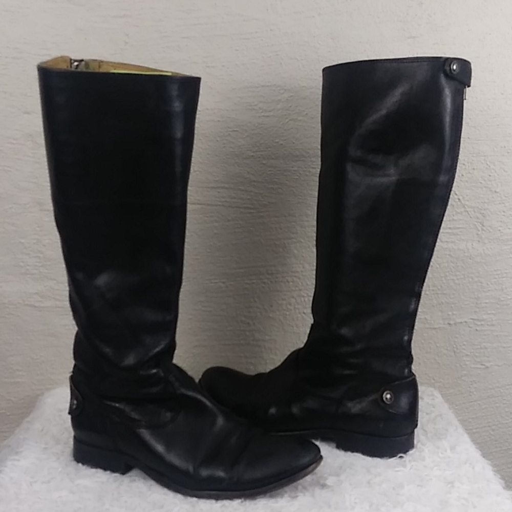 FRYE Black Leather Low Heeled Equestrian Boot
